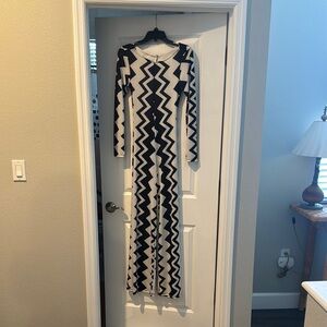 Black and White Zigzag Jumpsuit with open back